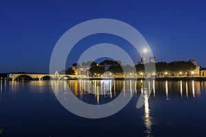 Full moon over Avignon in France