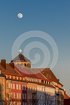 Full moon over Bayreuth (Germany - Bavaria), Orthogonal church tower