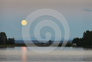 Full Moon over Cascade Range