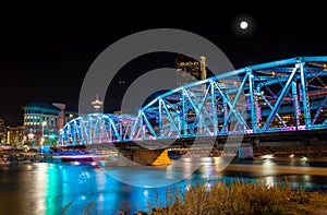 Full Moon Over Langevin Bridge in Downtown Calgary