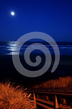 Full moon over Newport beach