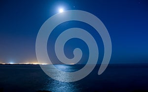 Full moon over ocean
