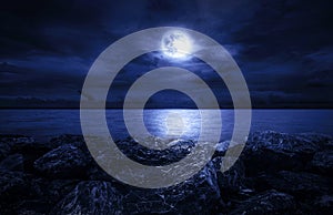 Full moon over the ocean