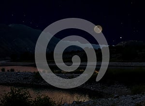 Full Moon over Rifle Gap Reservoir in Colorado