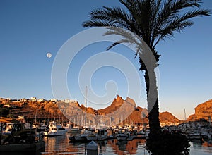 Full Moon Over San Carlos Marina, Mexico