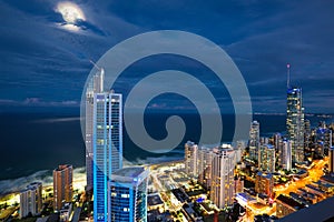 Full moon over Surfers Paradise