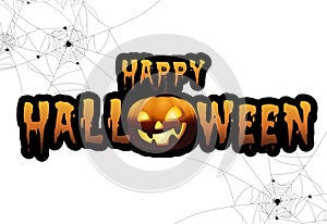 Full moon with pumpkins and ghost,Sign party happy Halloween night background