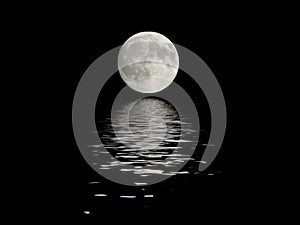 Mesiac v splne odráža vo vode 