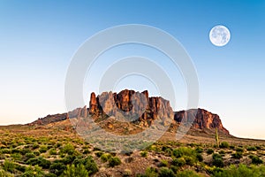 Full Moon Rises over Superstition Mountain photo