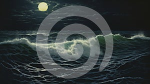 The Full Moon\'s Ocean Waves: Extremely Oil Foamy and Flowing Rhy