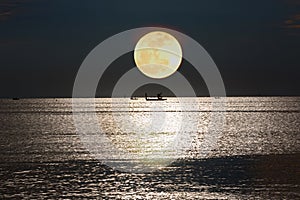Full moon on sea to night