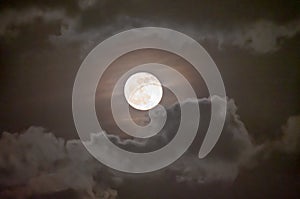 full moon in the sky with clouds