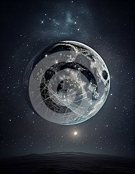Full moon and stars constellation. Stars of a planet and galaxy in a free space Elements of this image furnished by NASA