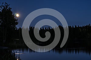 Moonlit night over River Kymijoki, Kouvola, Finland photo