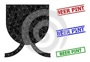 Full Mug Polygonal Icon and Distress Beer Pint Simple Seals