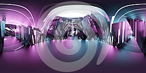 full 360 panorama view of futuristic technology studio interior 3d render illustration hdri hdr vr design photo