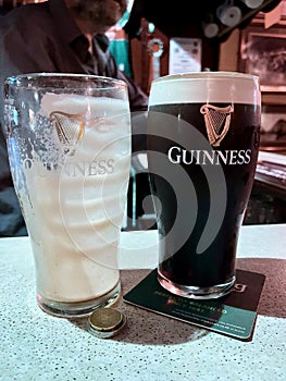 Full Pint and Empty glass of Guinness photo