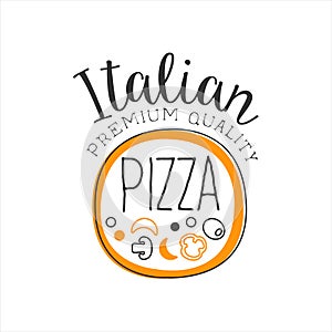 Full Pizza Round Frame Premium Quality Italian Pizza Fast Food Street Cafe Menu Promotion Sign In Simple Hand Drawn