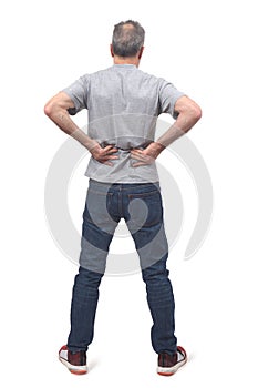 Full portrait of man on back pain