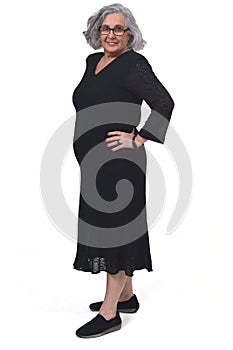 Full portrait of a woman  on white background