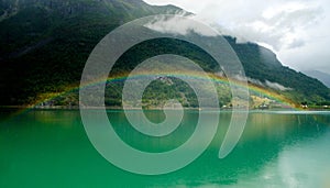 Full Rainbow in Skjolden, Norway