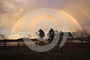 Full rainbow at sunset