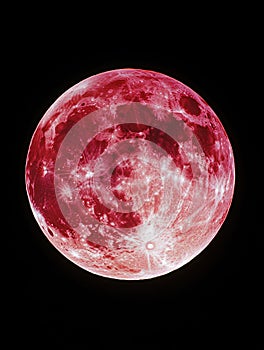 Full Red Moon Night Sky