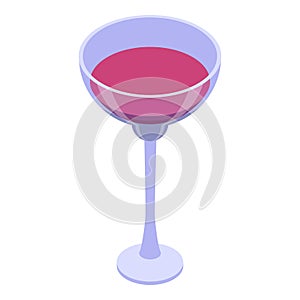 Full red wine glass icon, isometric style