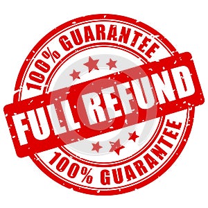 Full refund guarantee red business stamp