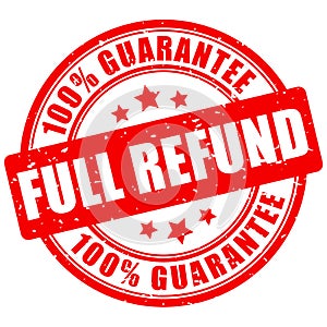 Full refund guarantee rubber stamp