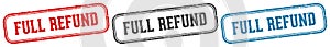 full refund stamp. full refund rectangular stamp set isolated on white background