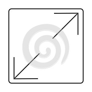 Full screen icon interface menu cursor bitton, application size control pointer. Web ui line navigation maximize or