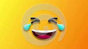 Full screen laughing emoji animation on gradient colour background