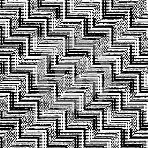 Full Seamless Damaged Zigzag Pattern Vector. Classic Black and White Texture Design