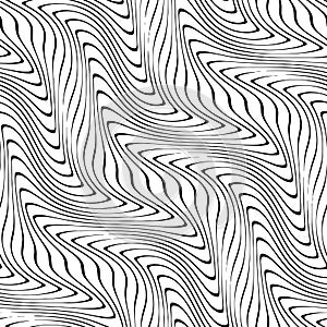 Full Seamless Modern Wave Lines Pattern Vector. Classic Black and White Design Fabric Print Background