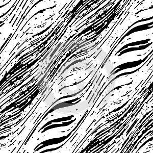 Seamless wallpaper for zebra and tiger stripes animal skin pattern. Black and white design for textile fabric printing. Fashionabl