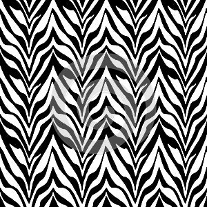 Seamless wallpaper for zebra and tiger stripes animal skin pattern. Black and white design for textile fabric printing.