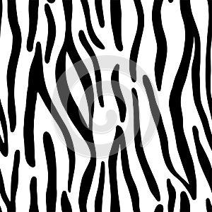 Full seamless zebra and tiger stripes animal skin pattern. Black and white texture design for textile fabric printing.