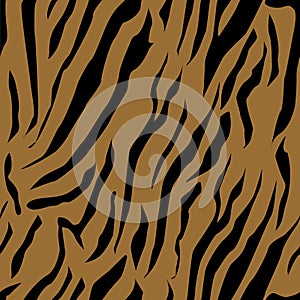 Full Seamless Zebra Tiger Stripes Animal Skin Pattern in Vector Black And White