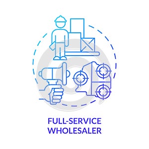 Full-service wholesaler blue gradient concept icon