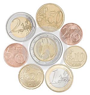 Set of Euro coins photo