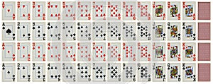 Full set of Vintage playing cards isolated on white