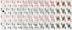 Full set of Vintage playing cards isolated on white background