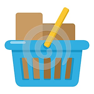 Full Shopping Basket Flat Icon on White