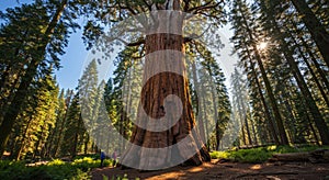 Giant sequoia tree in forest