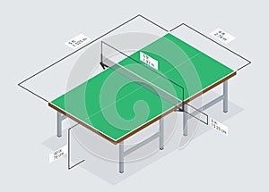 Full-size table dimensions. Vector.