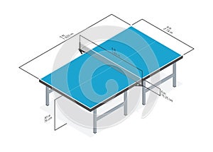 Full-size table dimensions. Vector.