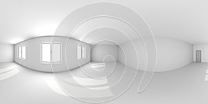 Full spherical 360 by 180 degrees seamless panorama in equirectangular equidistant projection, panorama in interior empty room 3d