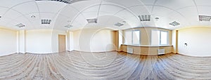Full spherical 360 by 180 degrees seamless panorama in equirectangular equidistant projection, panorama in interior empty room in