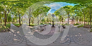 Plný kulový 360 stupně bezešvý v projekce v parku zelený zóna obsah 